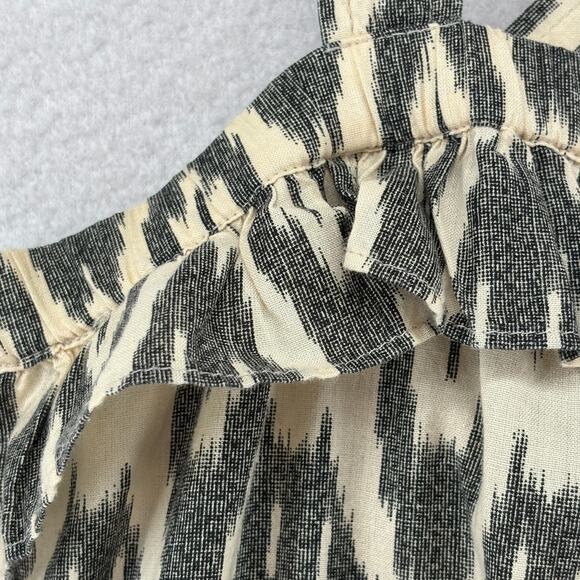 J.CREW Top 6 Ikat Print Ruffle Flounce Sleeveless Boho Beach Cotton Gray - Picture 6 of 13
